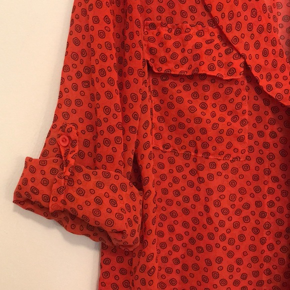 Sheer orange blouse with fun pattern! - Picture 1 of 7